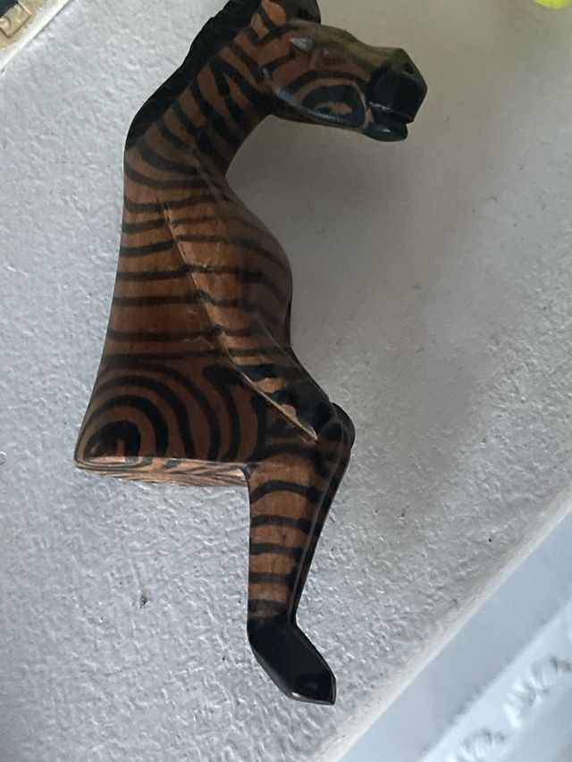 6pz Statuette legno animali vintage