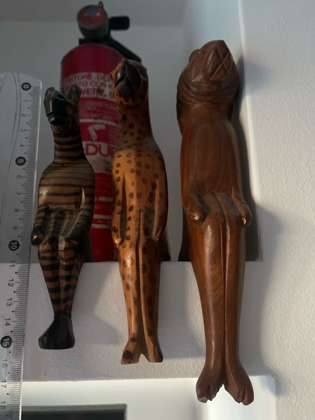 6pz Statuette legno animali vintage
