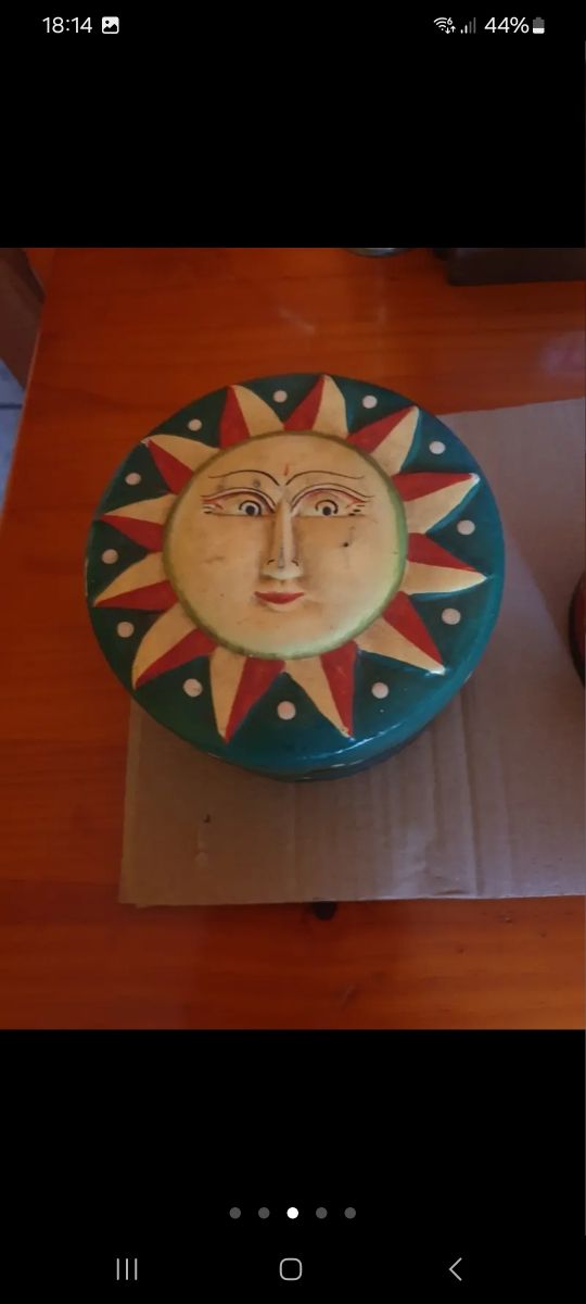 lote 2 cajas en madera sol y luna