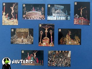 Lote 9 postales Semana Santa Málaga Escudo de Oro