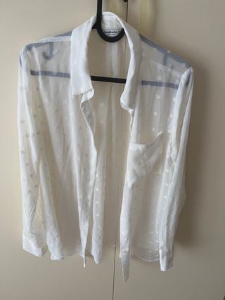 Camicia a pois trasparente