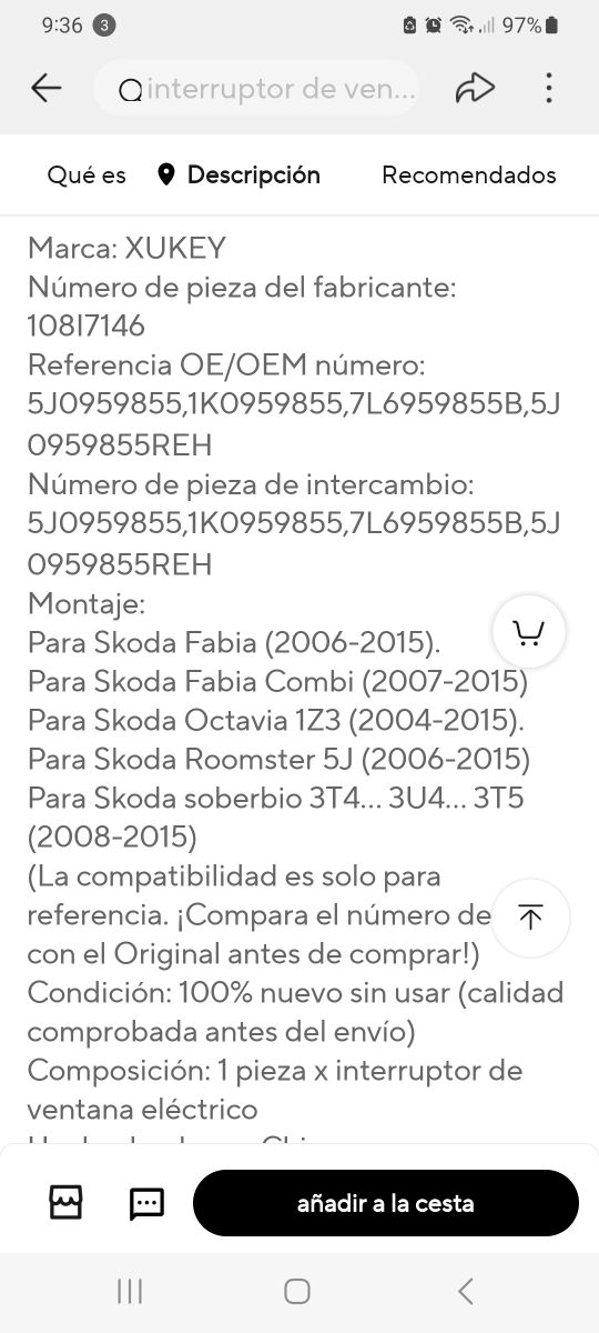 ELEVALUNAS SEAT, VW, SKODA