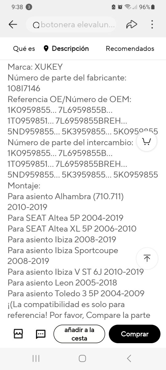 ELEVALUNAS SEAT, VW, SKODA