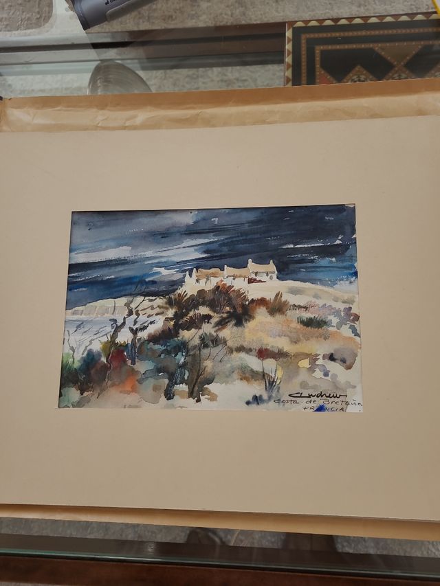 Acuarela  en tonos azules cuadro