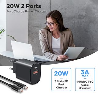 Cargador USB C 20W,2 Puertos