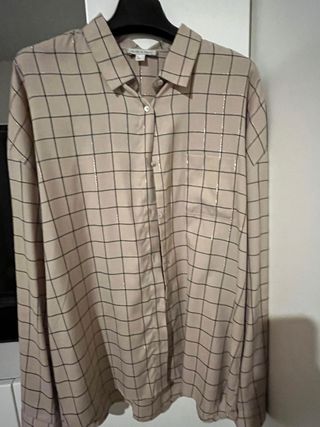 Camicia beige con filo oro