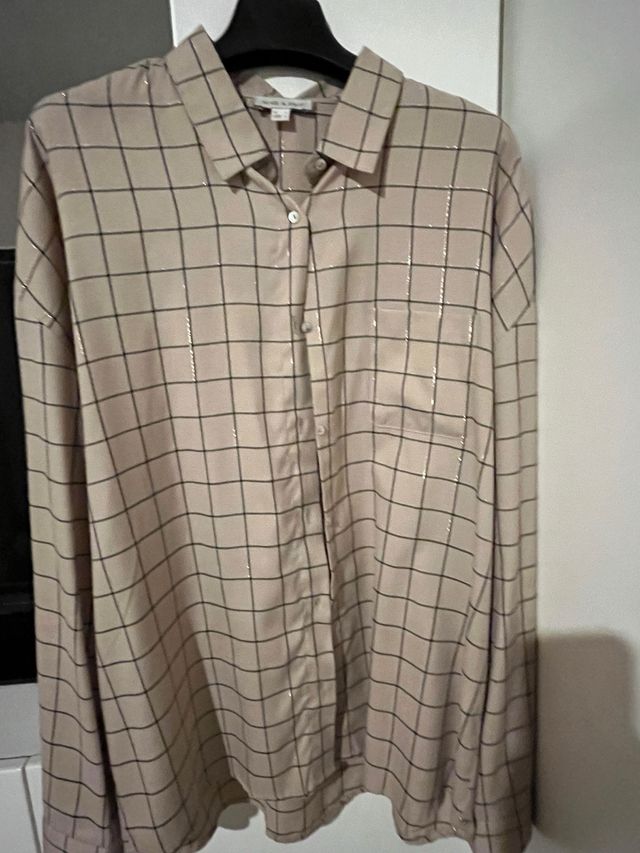 Camicia beige con filo oro