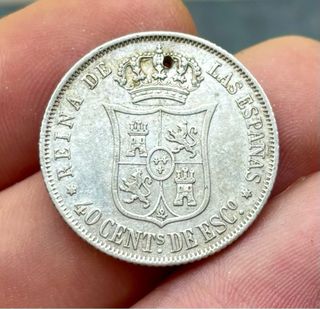 Moneda PLATA 40 Cent Escudo 1867 Madrid Isabel II