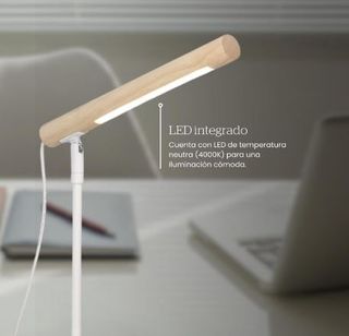 Lámpara de Escritorio LED de Madera Natural