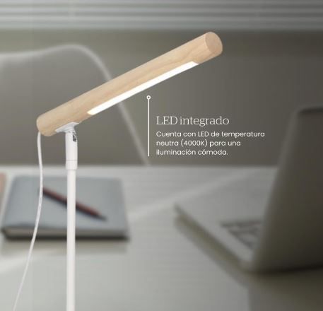 Lámpara de Escritorio LED de Madera Natural