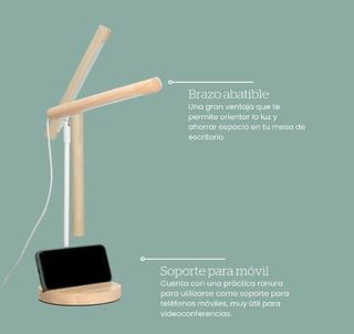 Lámpara de Escritorio LED de Madera Natural