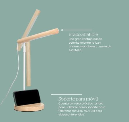 Lámpara de Escritorio LED de Madera Natural