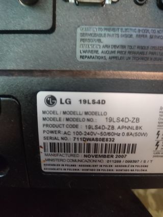 TV LG 19 pulgadas con HDMI .