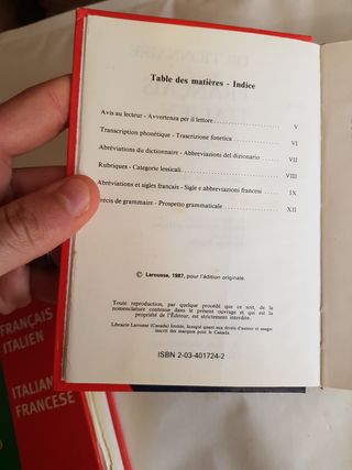 PICCOLI DIZIONARI ITALIANO FRANCESE LAROUSSE