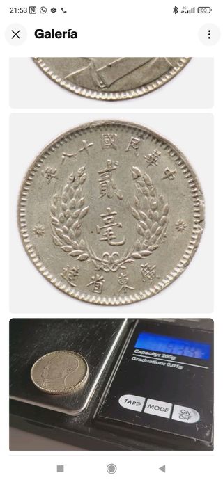 Moneda China 2 Jiao 1929