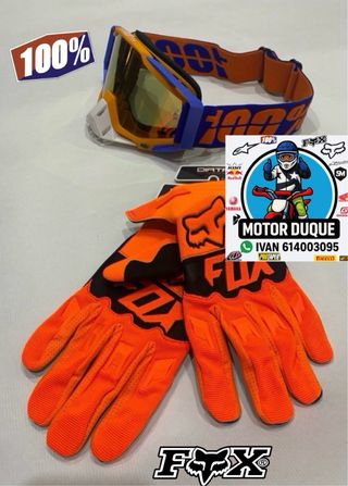 Conjunto guantes Fox y gafas 100% enduro descenso