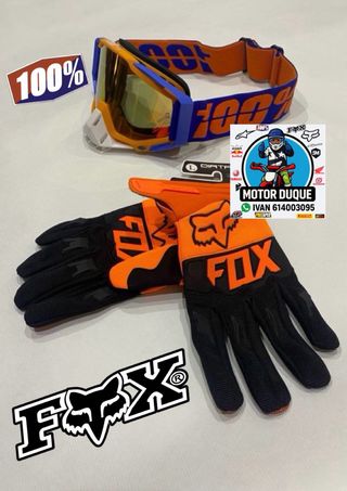 Conjunto gafas motocross y guantes fox enduro