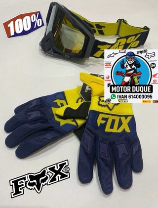 Conjunto gafas pitbike 100% y guantes Fox