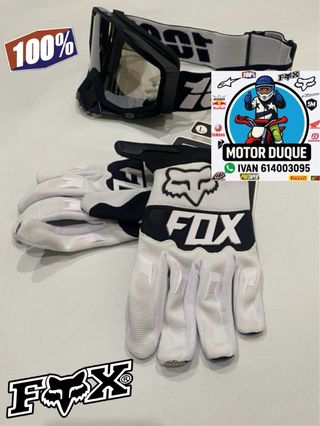 Conjunto motocros guantes fox y gafas 100% pitbike