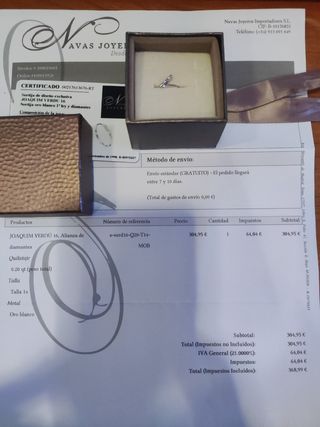 Anillo pedida oro blanco y diamante 