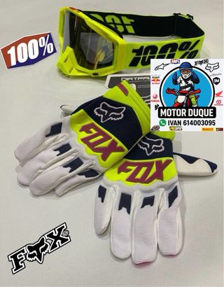 Gafas motcross 100% y guantes fox enduro 