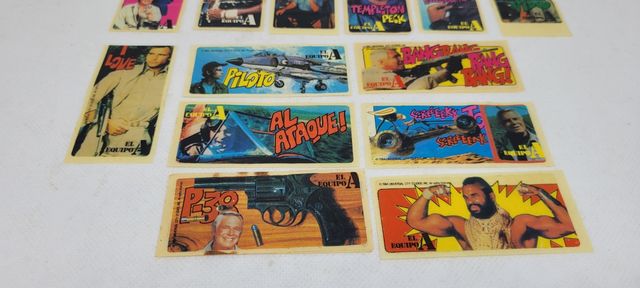 LOTE 13 PEGATINAS CHICLE EL EQUIPO A AÑOS 80