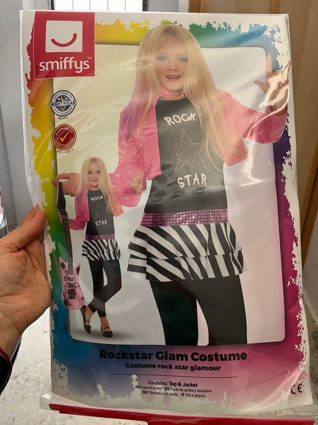 Disfraz Rockstsar talla 7-9 años con guitarra