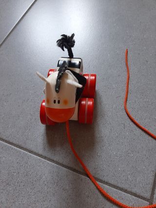 Zebra in legno da trainare con sonaglio all'intern