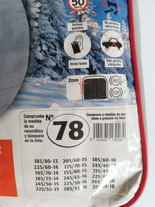 Cadena textil nieve para ruedas