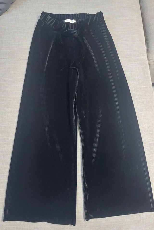 Pantalón Negro Ancho Zara Kids Elastico