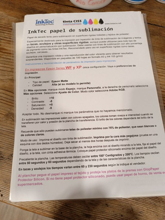 Productos para sublimación