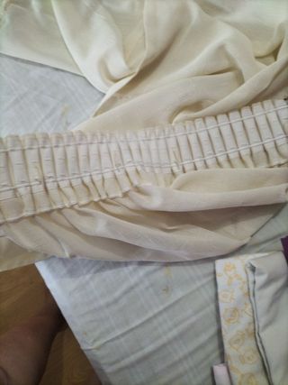 3 Cortinas encaje bolillos Camariñas y bandeja