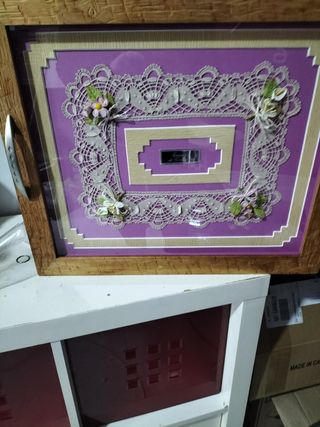 3 Cortinas encaje bolillos Camariñas y bandeja