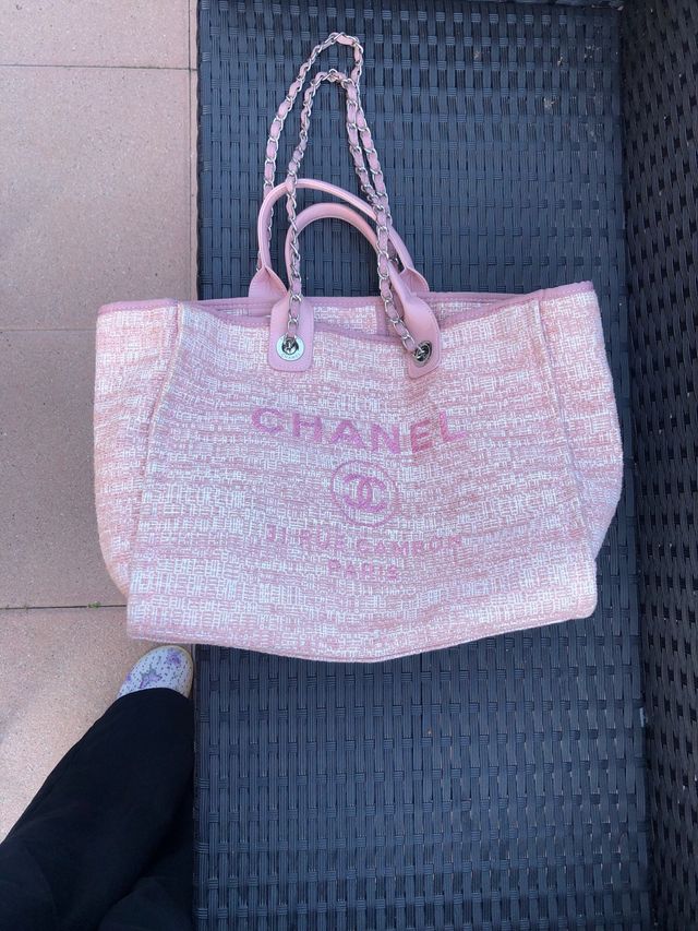 Borsa a mano rosa in tessuto