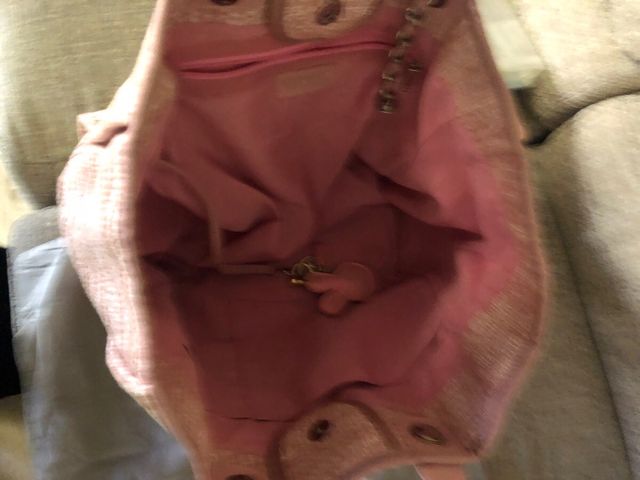 Borsa a mano rosa in tessuto