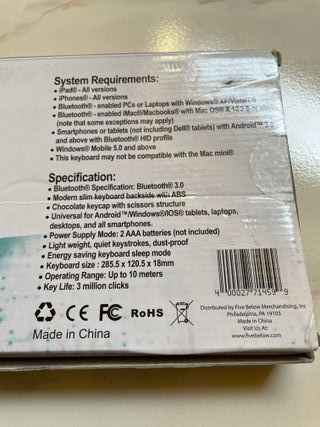 Teclado bluetooth (sin ñ)