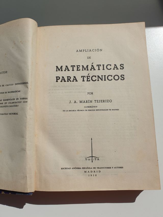 LIBROS ANTGUOS MATEMATICAS AÑO 1958