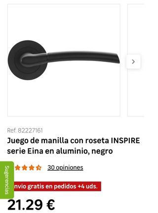 Manilla de puerta Eina negro mate