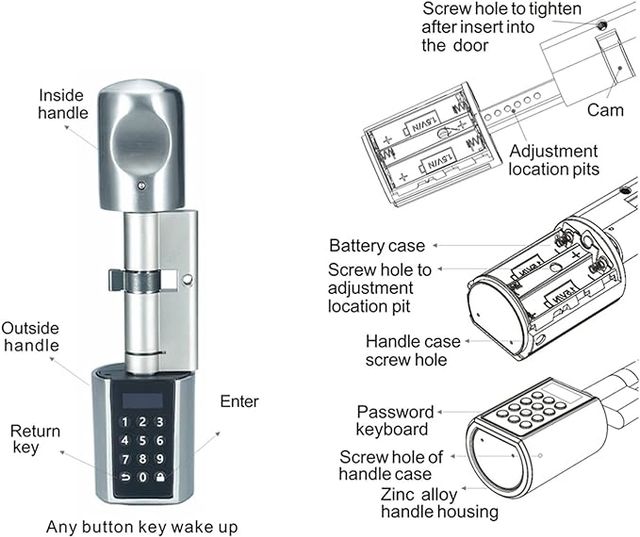 RUILON Cerradura con contraseña,Tarjeta RFID,Aplic