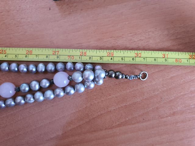 Collar 3 vueltas perlas naturales y cuarzo rosa