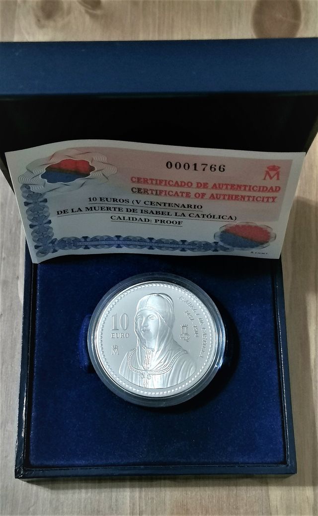 Moneda de 10 euros año 2004. Isabel la Católica.