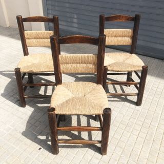 Antiguas Sillas vintage rustica esparto X3