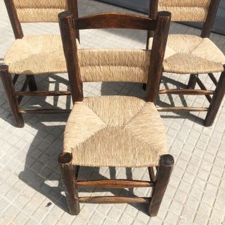 Antiguas Sillas vintage rustica esparto X3