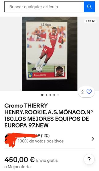 Henry 1997 A.S Mónaco N°180 Panini 