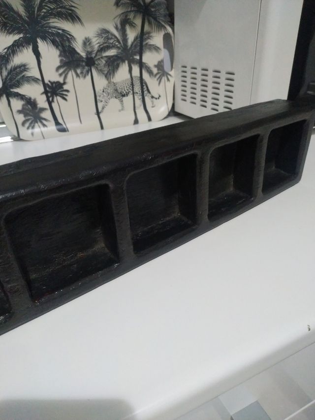 Bandeja antigua madera tallada recibidor llaves