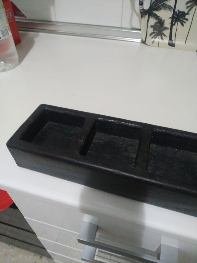 Bandeja antigua madera tallada recibidor llaves