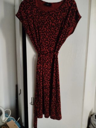 Vestito in cotone colore mattone animalier.