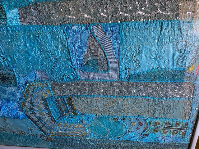 Arazzo con cornice color turchese