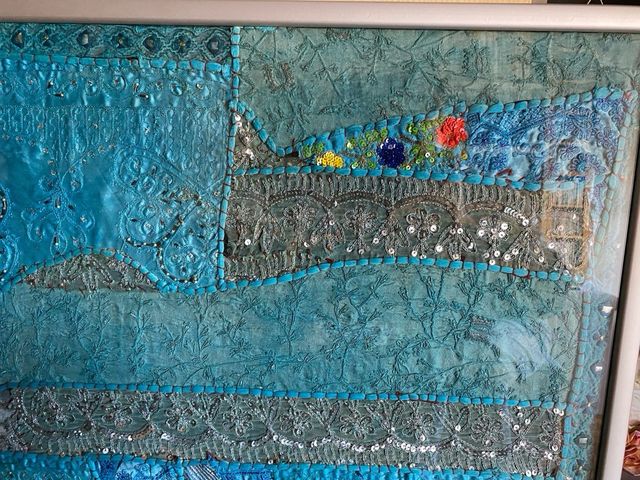 Arazzo con cornice color turchese