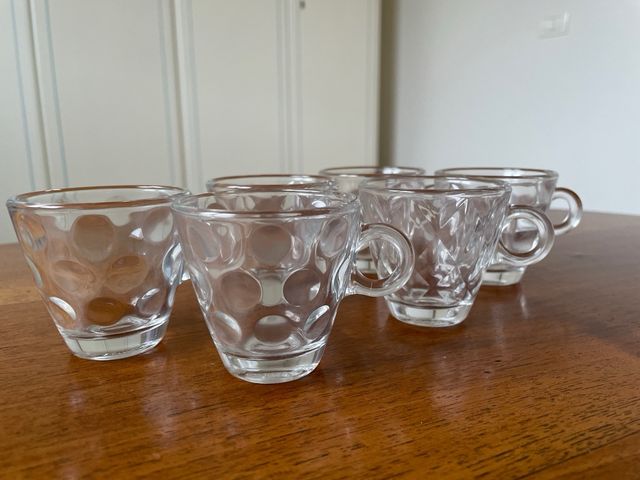 Servizio 6 tazzine da caffe vetro Bormioli Rocco